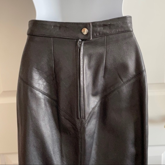 Star Leather Black Pencil Skirt. Fully lined. 🇺🇸 USA made! - Picture 2 of 6
